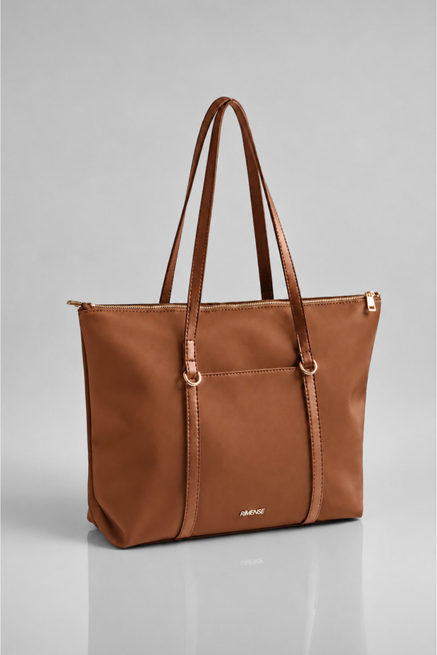 Women's Tan Lined Hand and Shoulder Bag