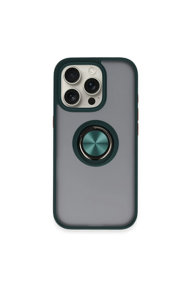 غطاء سيليكون مونتريال مع حلقة لـ Apple iPhone 16 Pro Max - أخضر