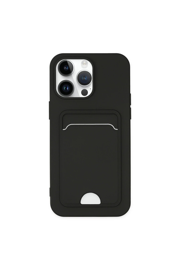 Apple iPhone 14 Pro Case Kelvin Silicone with Business Card Holder - Black