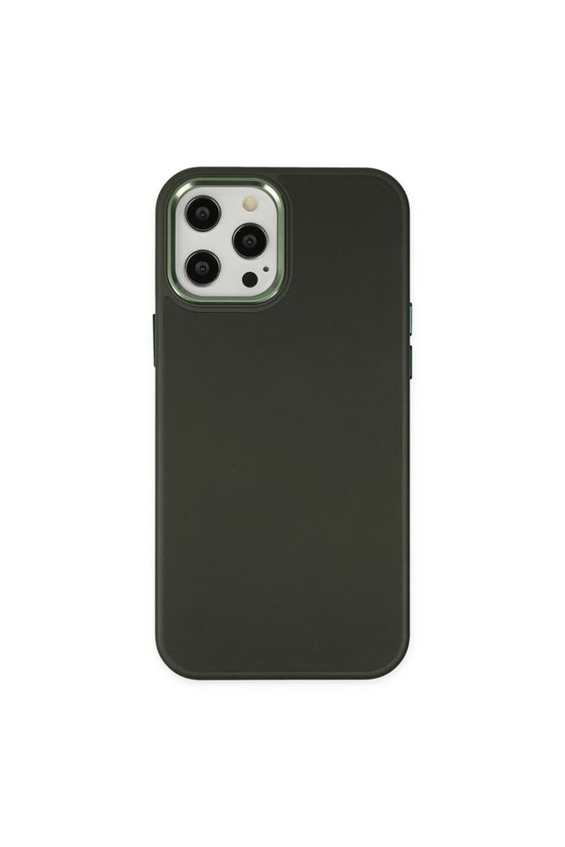 Apple iphone 12 pro max case asian leather silicone - dark green