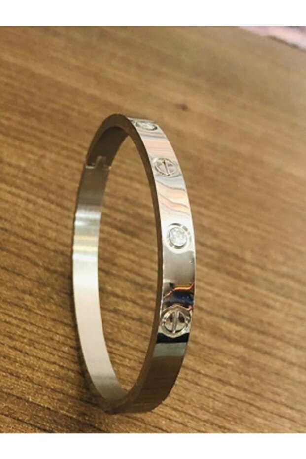 Silver Color Stoned Cartier Steel Handcuffs Cea347C6