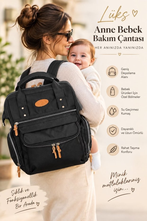 Lux Black Mother Baby Care Bag
