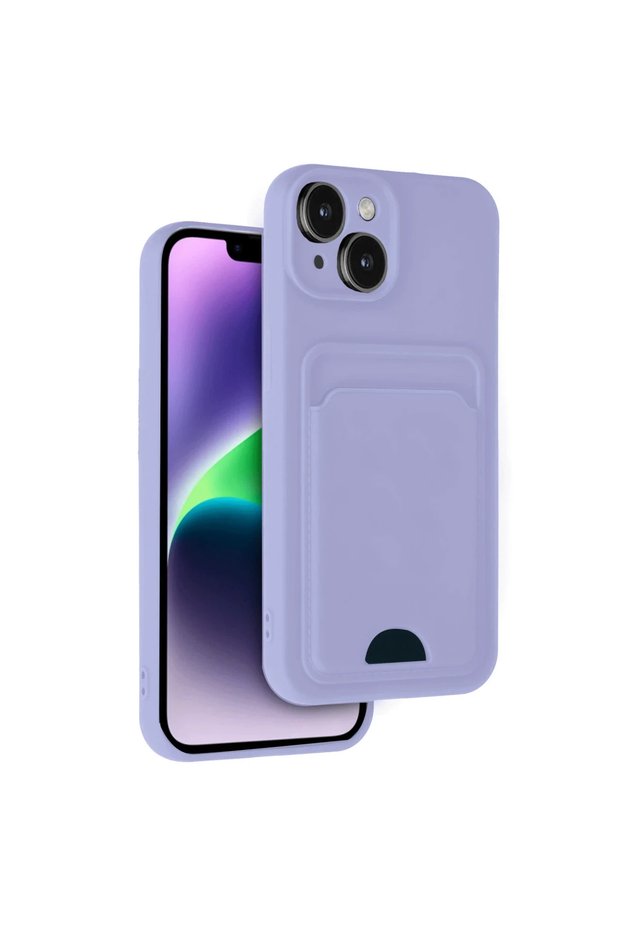 Apple iPhone 14 Case Kelvin Silicone with Business Card Holder - Lilac