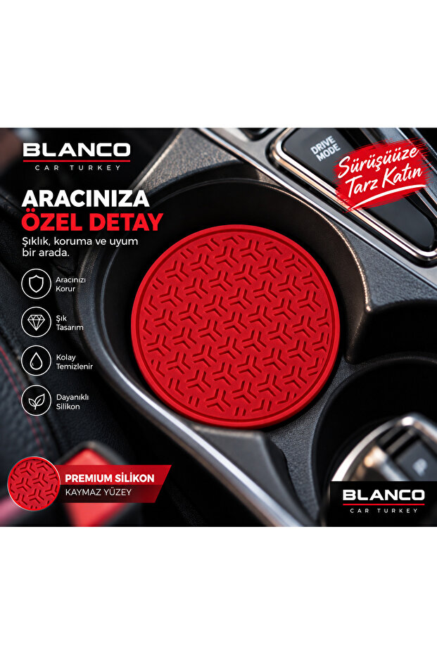 Universal Car Coaster Silicone In-Car Burgundy Color 65 mm 2 Pcs