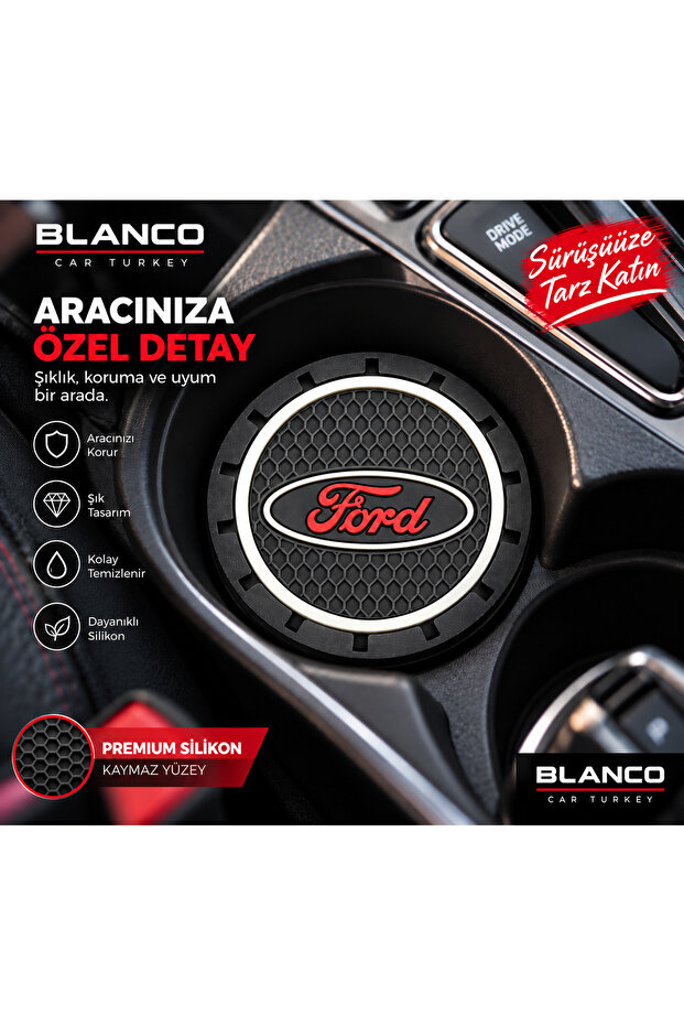 Ford Logo Silicone Cup Coaster Set of 2 In-Car Cup Coaster Accessory