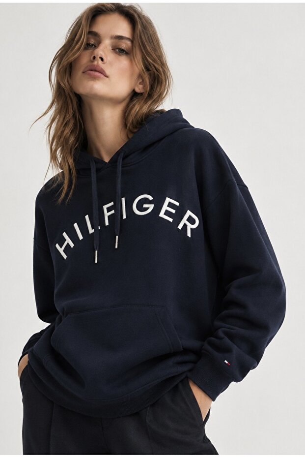 Varsity Logo and Embroidered Comfortable Striped Hoodie