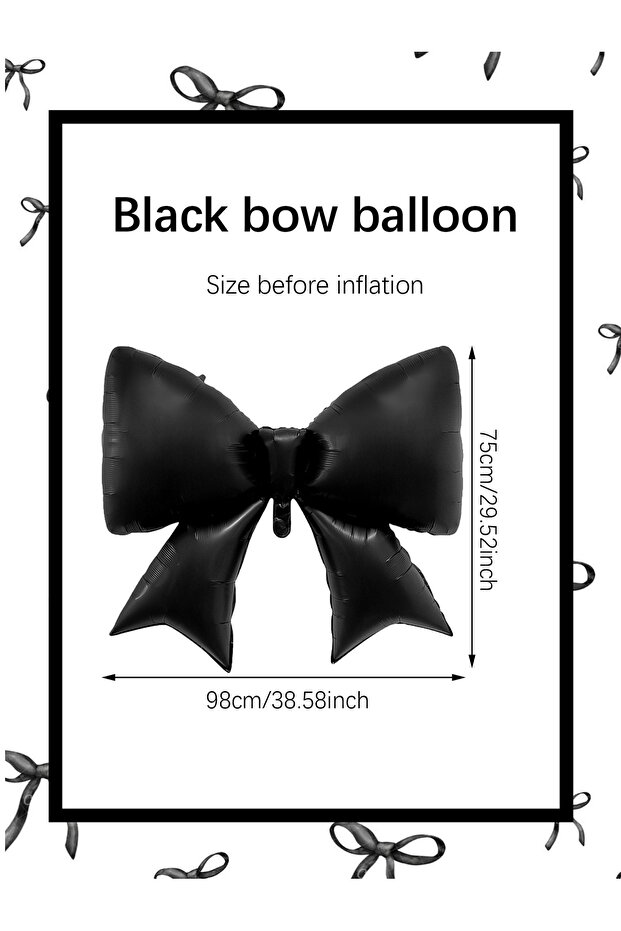 Other 3pcs Bow Balloon 1/3 Pcs Large Black Matte Bow Aluminum Foil Balloons, Suitable for Princess P