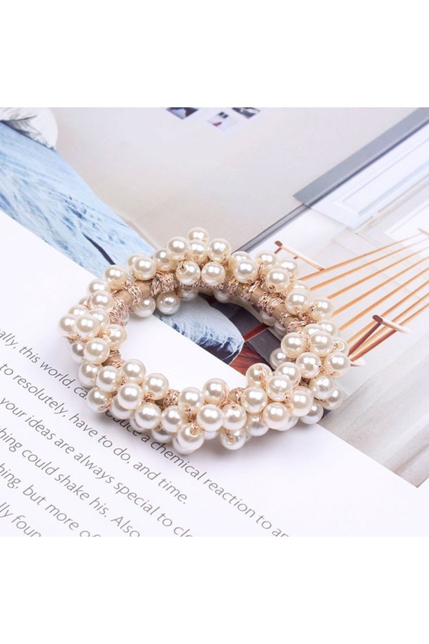 Colour 01 1pc Elegant Imitation Pearl Bead Hair Accessory Elastic Band Women's Fashion Hair Rope Sw
