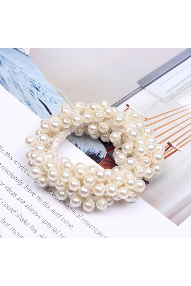 Colour 02 1pc Elegant Imitation Pearl Bead Hair Accessory Elastic Band Women's Fashion Hair Rope Sw