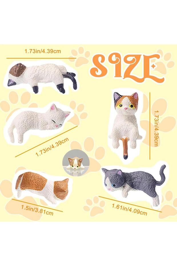 A Set 4/5Pcs Cute Kitten Decoration Creative Sleeping Cat Doll Home Ornaments Toy Cat Car Interior