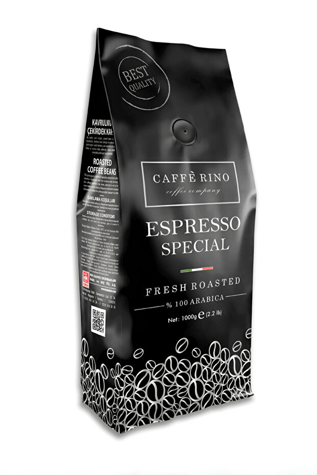 Caffè Rino Espresso Special Çekirdek Kahve 1000 gr (1 kg) - Yoğun Kavrum Profesyonel Espresso Kahvesi