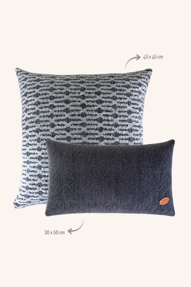 Navy Blue Modern Patterned 2-Piece Filled Throw Pillow Set