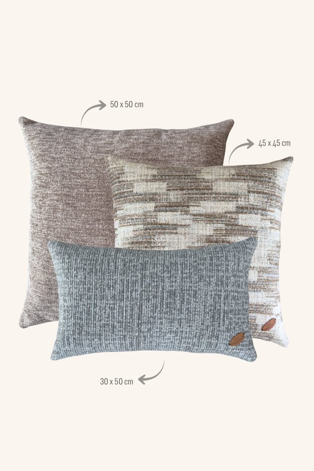 3-Piece Filled Throw Pillow Set Brown Blue Beige