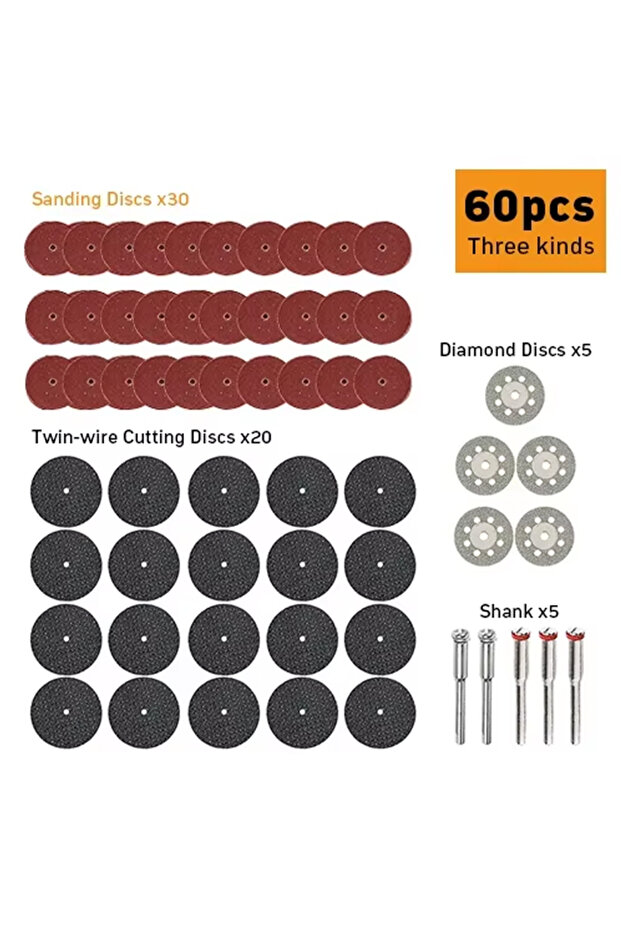 60B 60pcs Diamond Cutting Discs Sanding Grinding Wheel Set Circular Saw Blade for Woodworking Metal