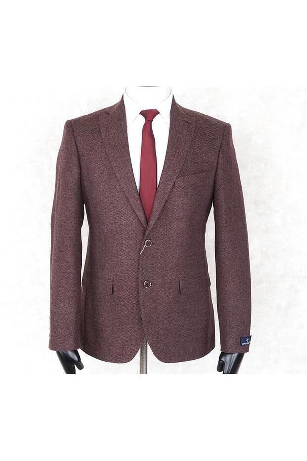 Men's Regular Fit Woolen Mono Collar Brown Drop 6 Single Jacket