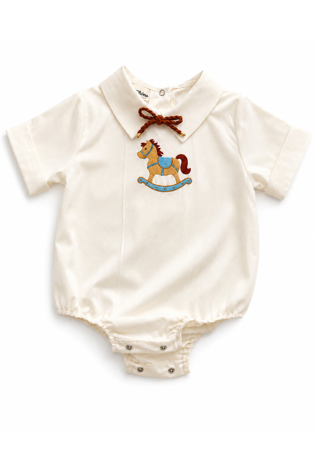Handmade 100% Cotton Rocking Horse Embroidered Baby Boy Shirt
