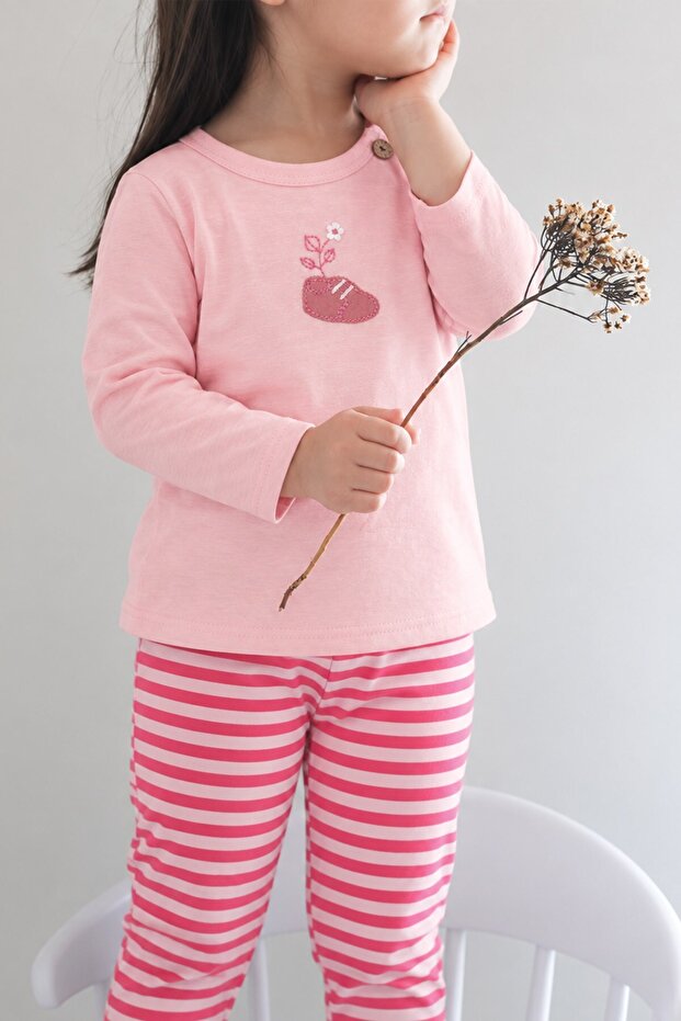 Embroidered Seasonal Baby Set 0-3 Years Powder Pink