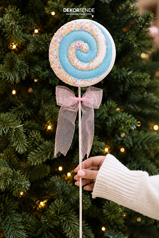 Christmas Ornament Glittery Lollipop Ornament Water Green 40 cm