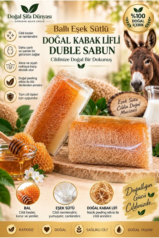 Honey Donkey Milk Natural Pumpkin Fiber Soap