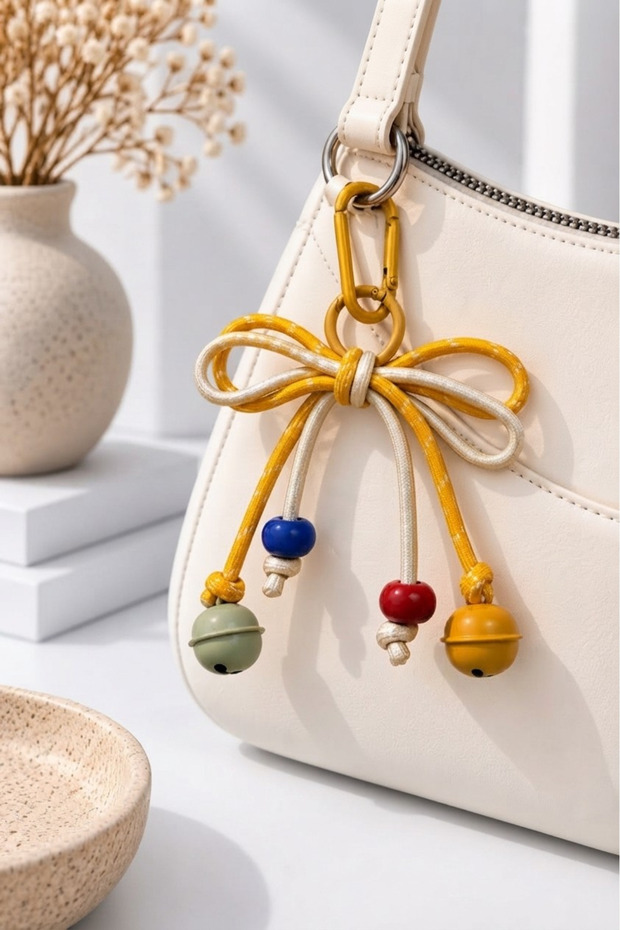 Zil and Beaded Fiyong Bag Charm Keychain