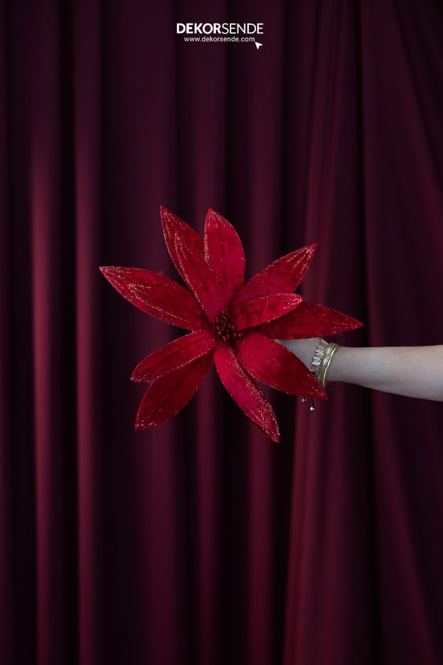 Christmas Ornament Ponsetya Daisy Model Red 24 cm