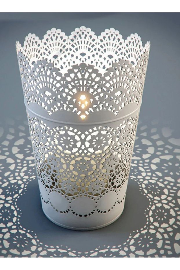 Steel Candle Holder White 22x8centimeter