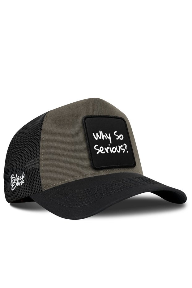 Why so Serious Logo Black-Khaki Trucker Hat