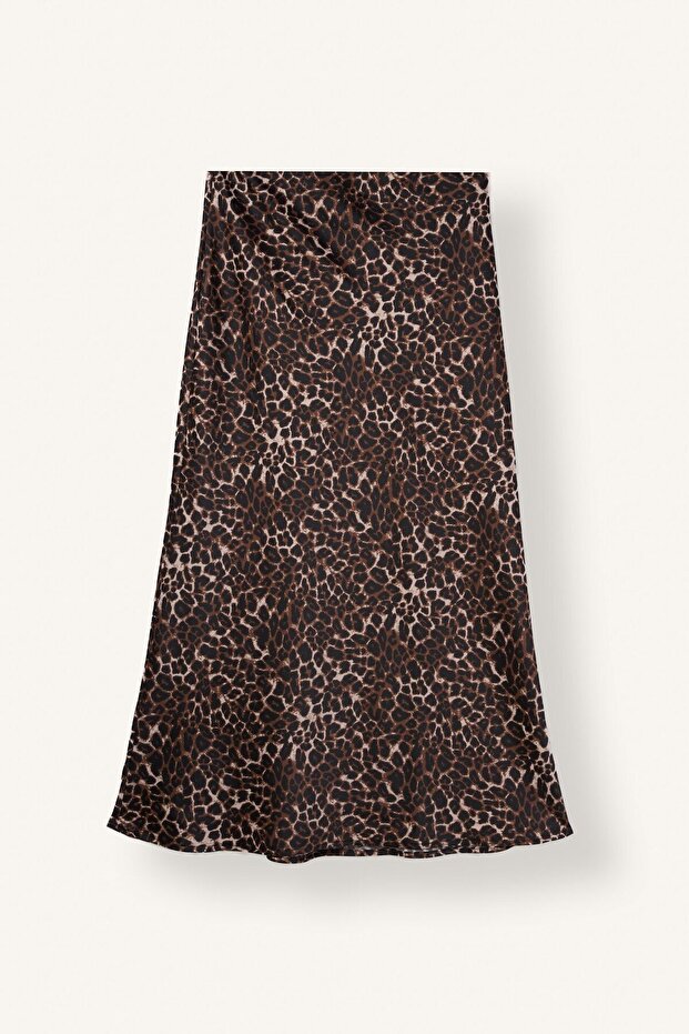 A-Line Leopard Print Regular Waist Satin Midi Skirt D7648Ax24Au