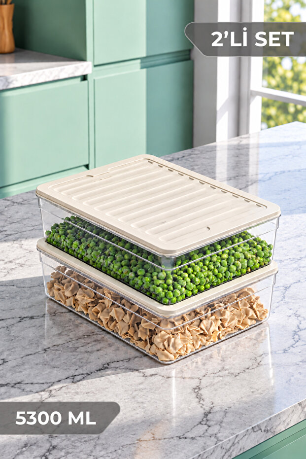 Set of 2 Refrigerator and Microwave Storage Containers with 5300 ml Capacity - 2Xx5300