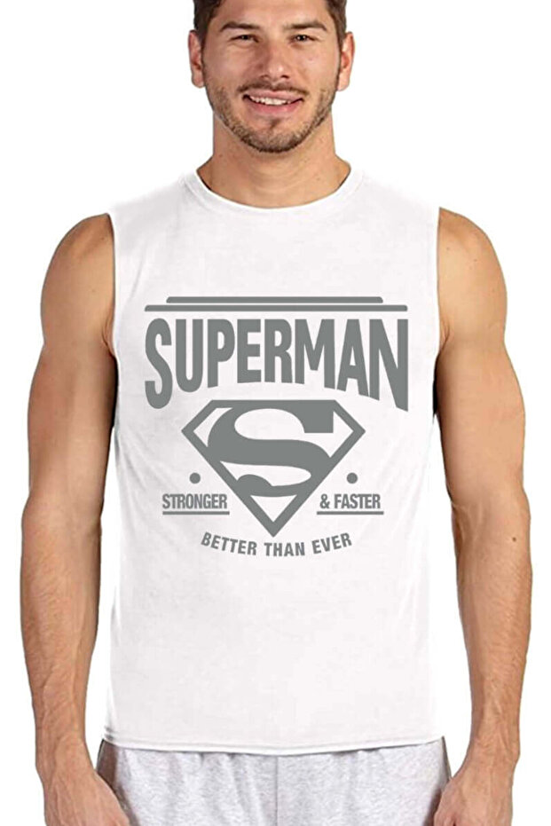 Superman White Cut Sleeve | Sleeveless Men's T-Shirt