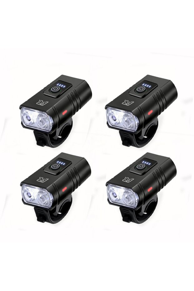 BK02-4pcs LED Bicycle Front Light Type-C Rechargeable Bicycle Headlight MTB Road Bike Headlamp Easy