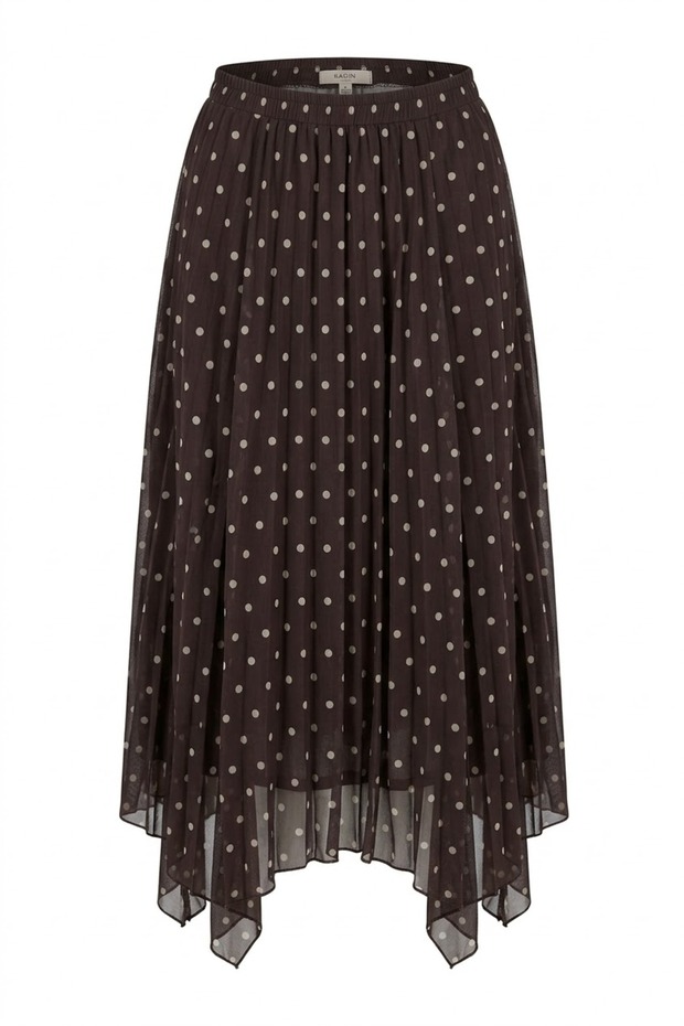 Women's Trendy Chiffon Polka Dot Brown Long Skirt - Suitable for Hijab 93 cm