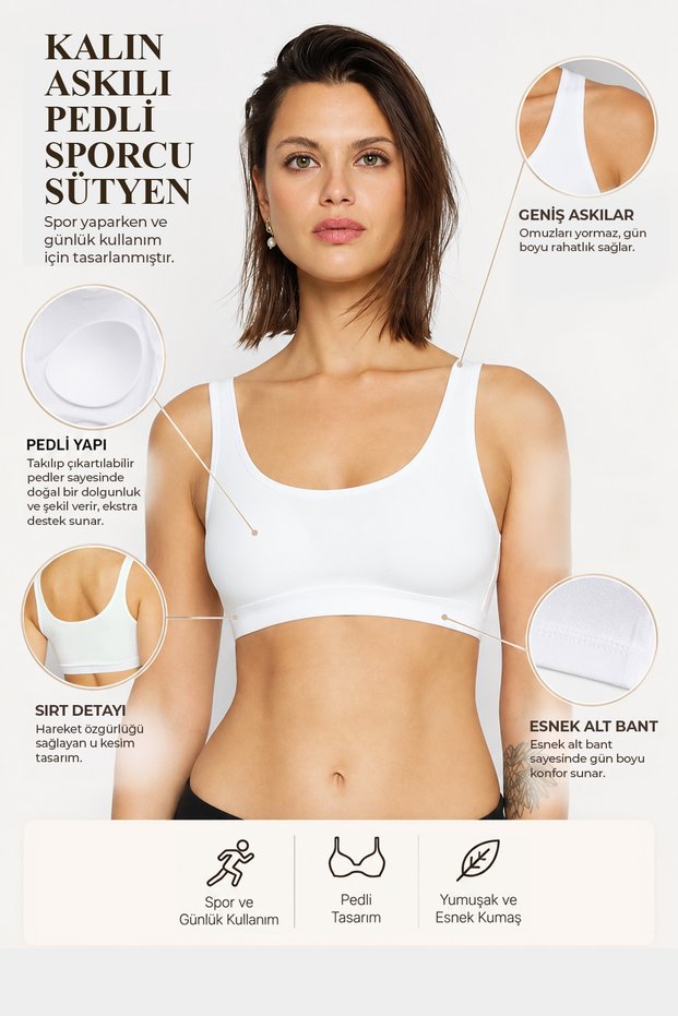 Thick Strap Padded Sports Bra