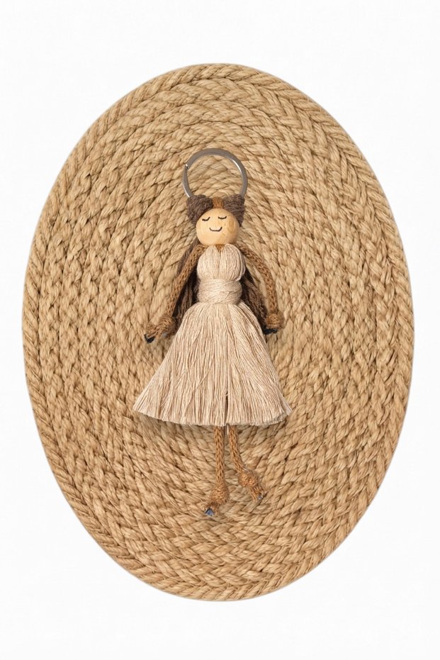 Girl in Dress Knitted Macrame Keychain/Bag Ornament