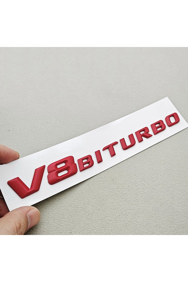 Red 16 3D ABS Chrome Logo V8 BITURBO Emblem Car Fender Side Badge Decal For Mercedes Benz AMG C63S C