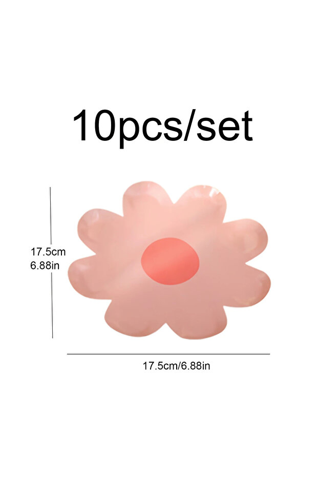 10pcs-pink Birthday Party Decorations Daisy Picnic Tableware Outdoor Camping Flower Plate Birthday P