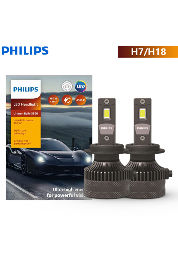 Philips H7 Philips Ultinon Rally 3590 LED H4 H7 H11 HB3 HB4 HIR2 180W Power Bright Car Headlight 650