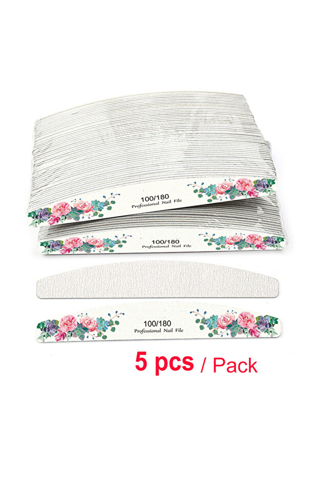 5pcs 1/3/5/10Pcs Professional Wood Thin Nail File 100/180 Sandpaper Strong Thick Sanding Half Moon L