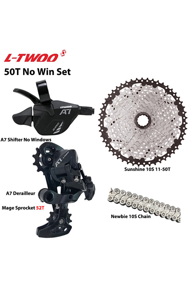 LTWOO 50T No Win Set LTWOO A7 1X10S Groupset 10 Speed Shift Lever Derailleur SUNSHINE Cassette 36T 4