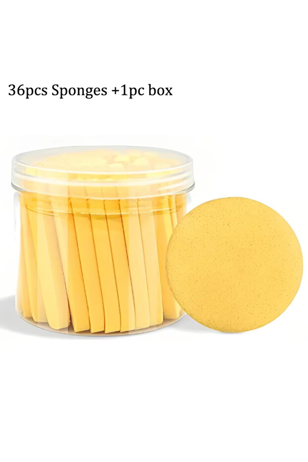 YELLOW Compress Face Wash Puff with Storage Box Facial Cleansing Sponge for Makeup Remover Round Fac