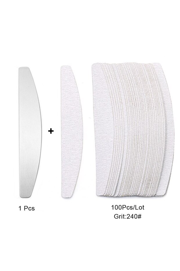 240 Grit 100 Pcs/Lot Replacement Nail Files 80/100/180/240 Grit Half Moon Grey Sandpaper Pads With M