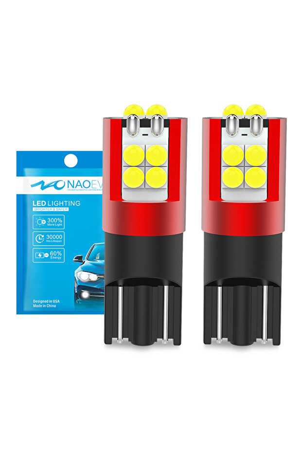 T10 WHITE NL30-B NAO 2x T10 LED Super Bright Bulb W5W Anti Error CANBUS Lamp 6000K White Amber Red 5