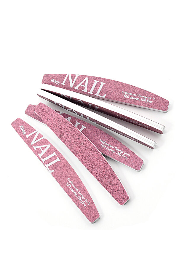 5pcs 5Pcs/Lot New Arrived Nail Files 100/180 Buffer Double Side Pink Color Curve Banana Nail Art Car
