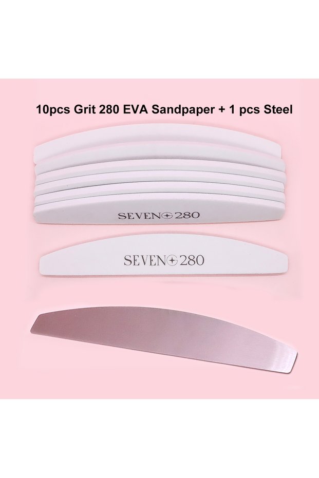 10pcs Grit280 Professional Nail Sandpaper Care Tools with Replaceable Steel File Strips for Nail Sha