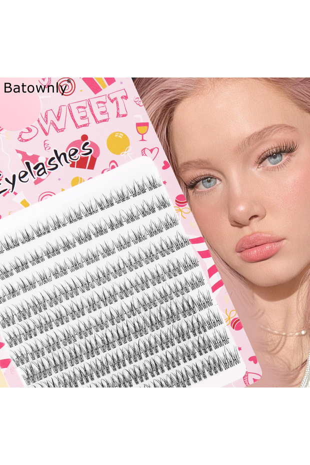 Jr-2444-120C 120 Clusters, Natural Eyelash Clusters, Fishtail Fairy Style Transparent Stem False Eye