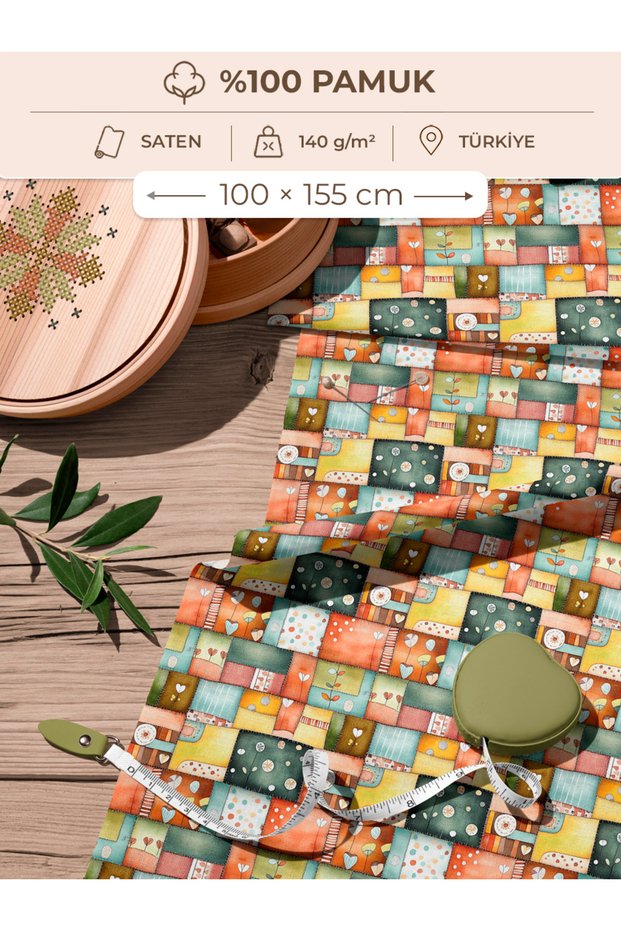 100% Cotton Satin Patchwork Fabric – 155×100 cm – for Sewing and DIY