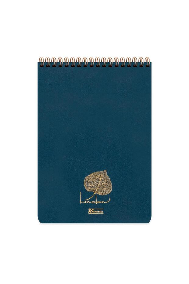 A4 Spiral Cardboard Cover Checkered Linden Notepad - Blue