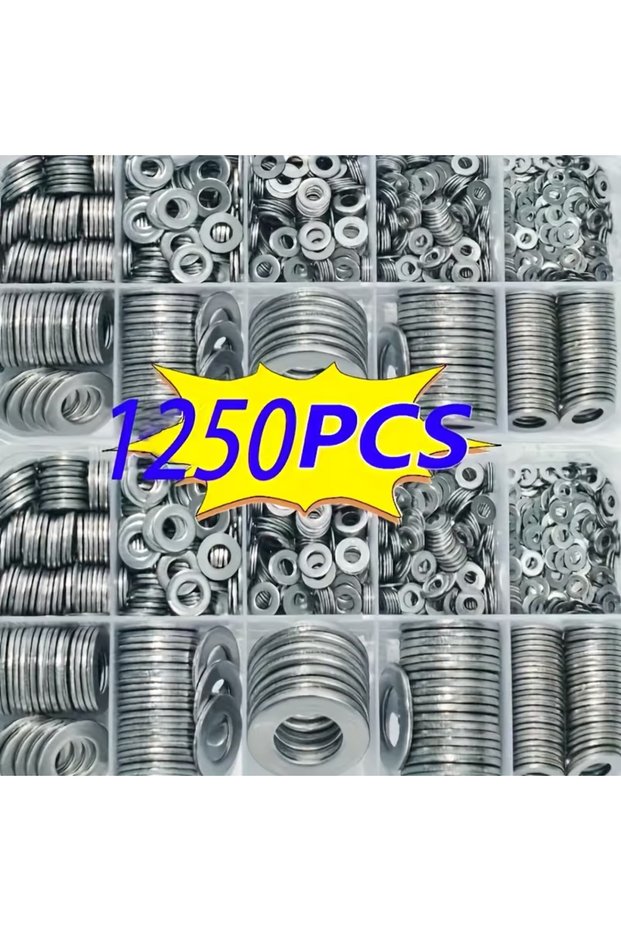 1250pcs box 1250pcs Flat Washer Assorted Kit Random Box (M2 M2.5 M3 M4 M5 M6 M8 M10 M12) for Home De