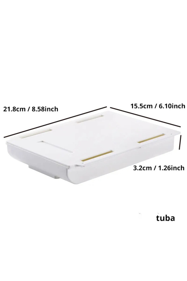 1pc L 1PCS White SelfAdhesive Storage Drawer Box Makeup Pencil Tray Desk Hidden Under Stand Self-adh