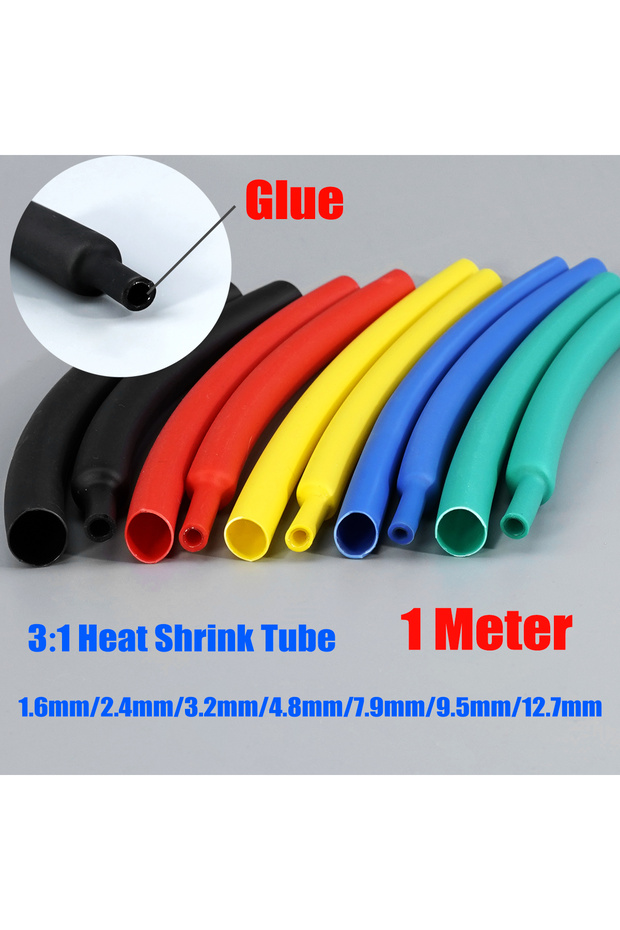 3.2mm 1m Black 1M 3:1 Heat Shrink Tube Thicken With Glue Dual Wall Tubing Diameter 1.6/2.4/3.2/4.8/6